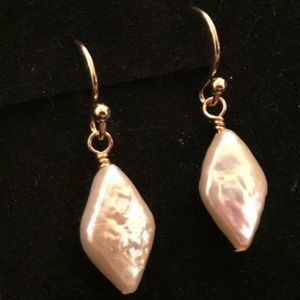 SALE! Diamond Shaped Pearl Earrings Handmade
